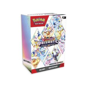 Scarlet & Violet Prismatic Evolutions Booster Bundle featuring Pokémon TCG booster packs and official packaging artwork